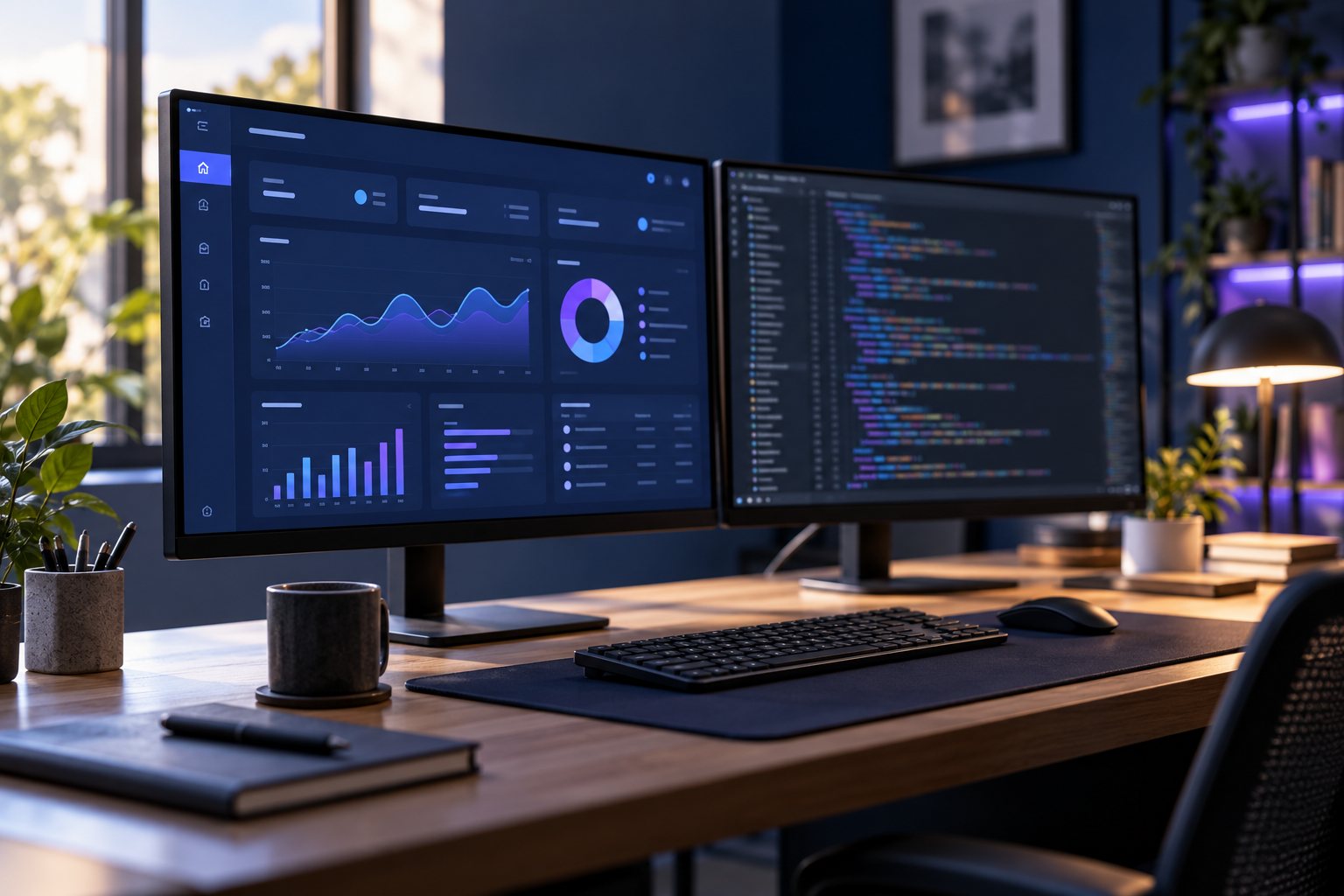 Illustratief beeld van een maatwerkdashboard en ontwikkelomgeving